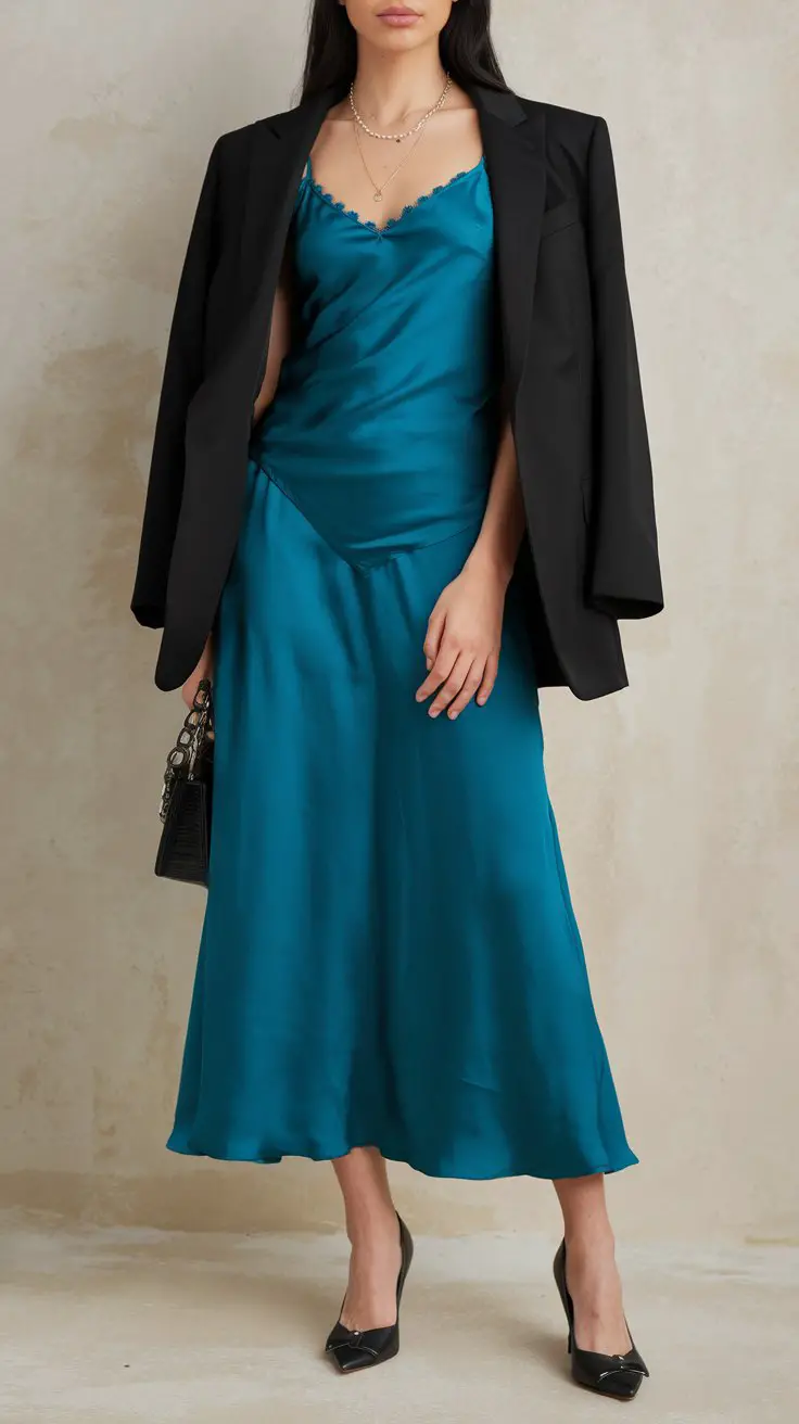 The “Date Night Sophisticate” Blazer and Mini Dress Combo (Flirty Meets Classy)