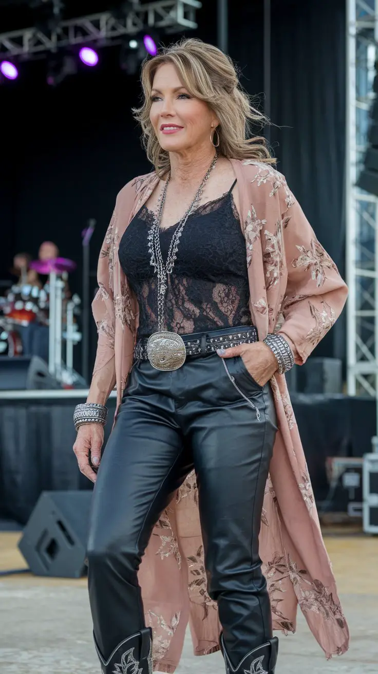The Edgy Cowgirl (Leather Meets Lace)