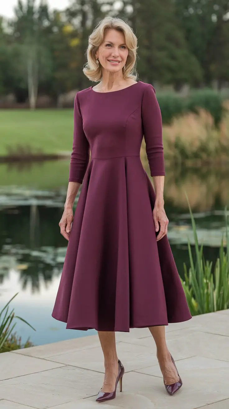 The Chic Midi with Three-Quarter Sleeves (Coverage That’s Actually Cute)