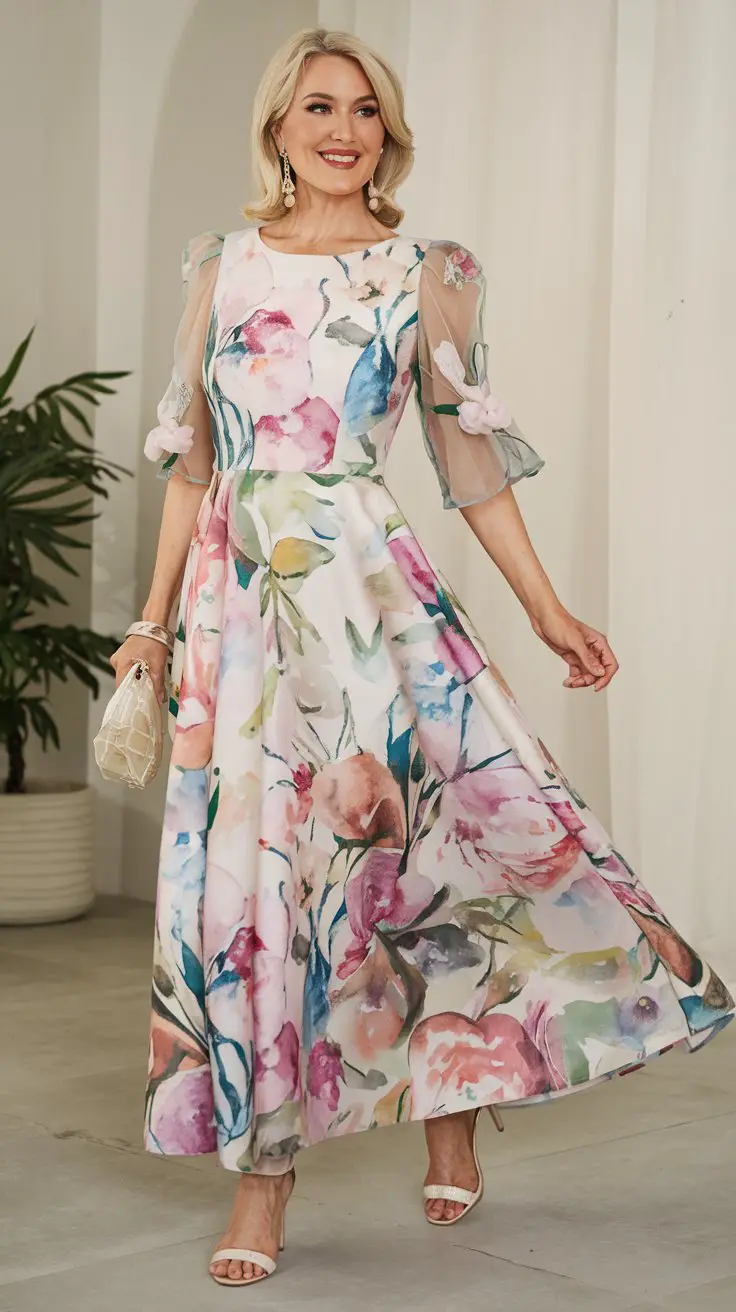 The Floral Print with Sheer Sleeves (Garden Party Goddess)