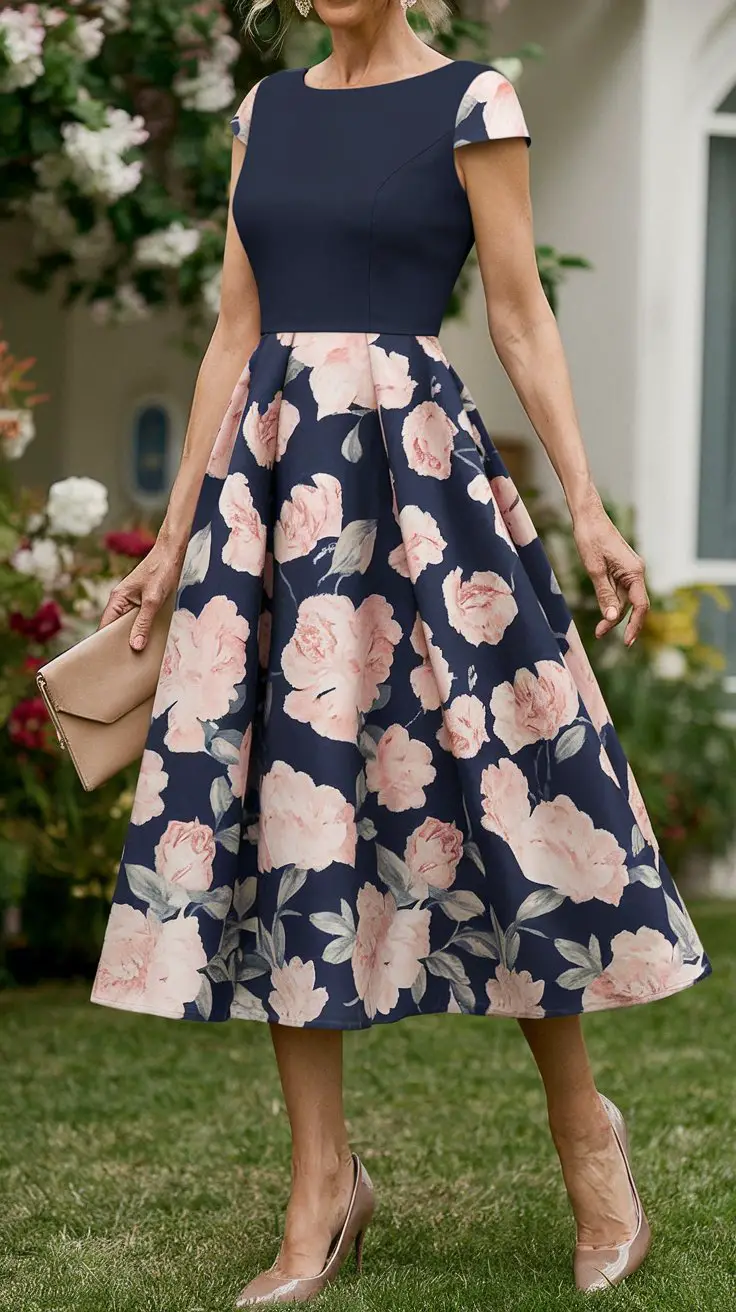 The Printed Midi with Sophisticated Flair (Florals, But Make Them Chic)
