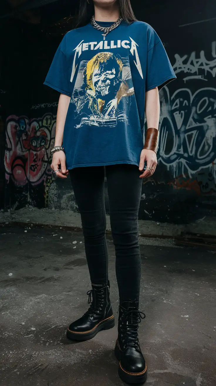 The Band Tee + Combat Boots Rebellion (Edgy But Make It Fashion)