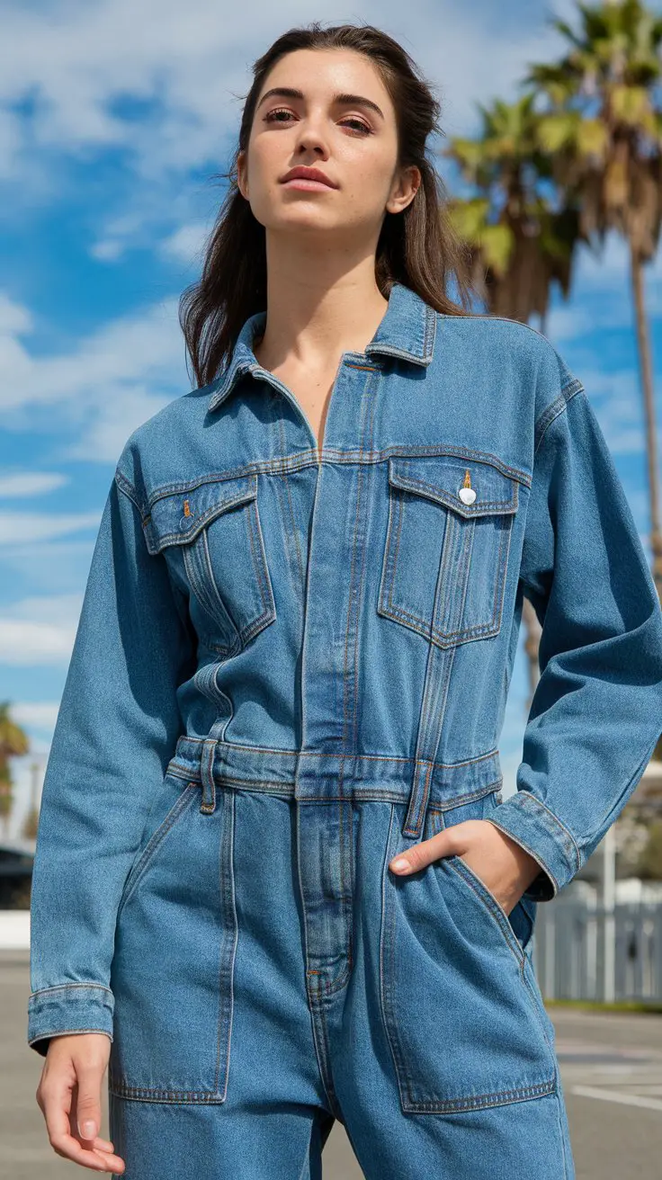 The Denim Jumpsuit (Casual Cool with a Side of “I Didn’t Try That Hard”)