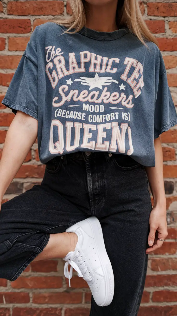 The Graphic Tee + Sneakers Mood (Because Comfort Is Queen)