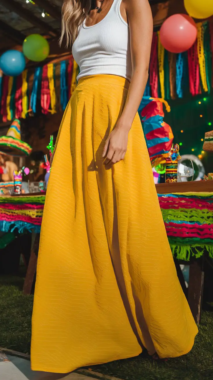 Bright Maxi Skirt + Simple Tank (Comfort Meets Drama)