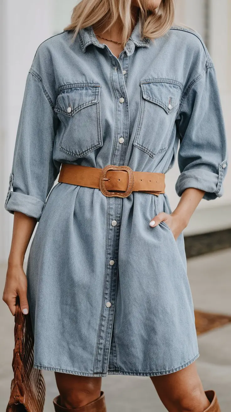 Oversized Denim Shirt Dress (cute, comfy, and chaos-free)