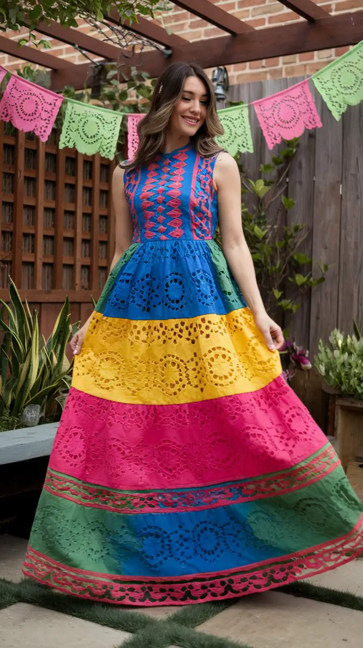 Papel Picado Color Block Dress (Pure Fiesta Energy)