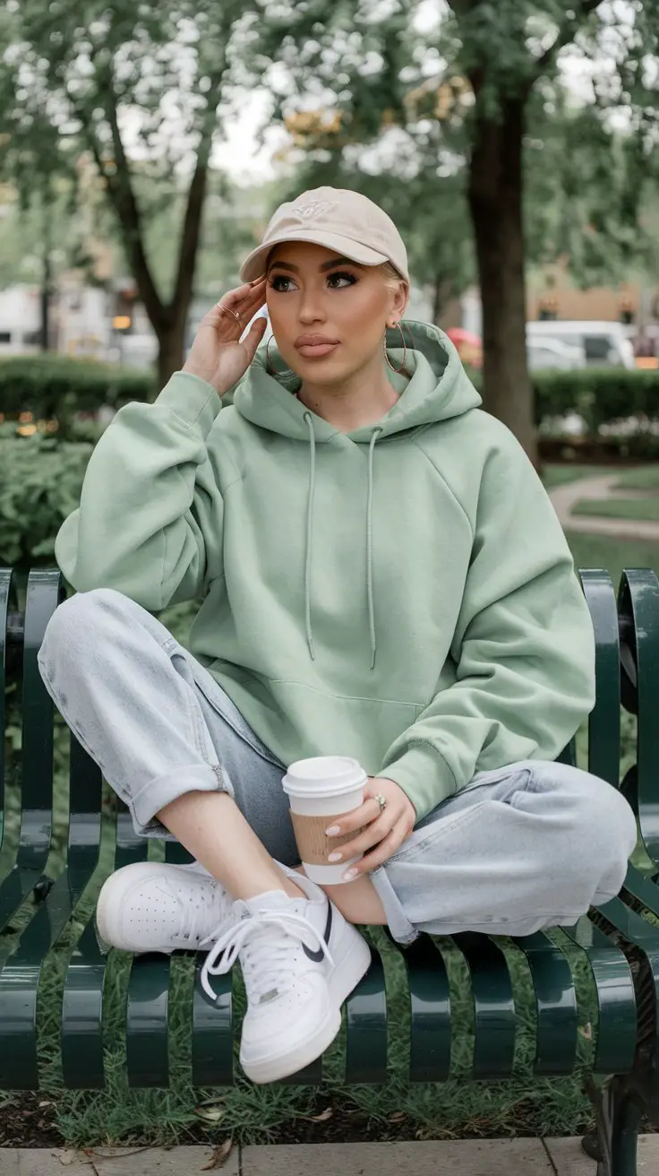 Pastel Green Hoodie + Jeans (Comfy but Instagrammable)