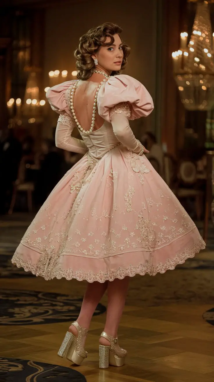 Pastel Puff-Sleeve Mini Dress (Regency Meets 2025)