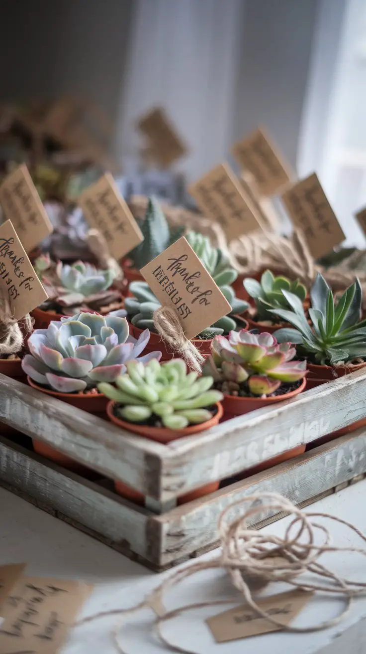 Succulent Party Favors in Mini Pots