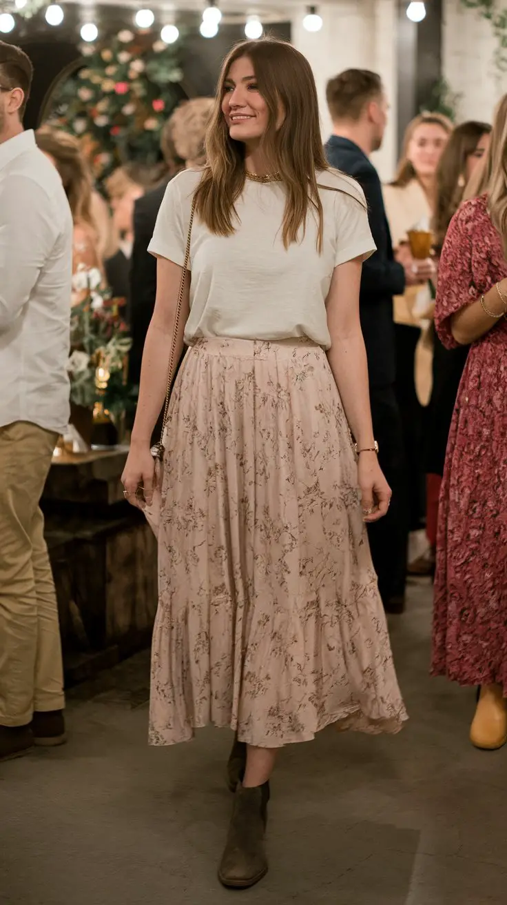 The Skirt and Tee Perfection (Feminine Meets Casual)