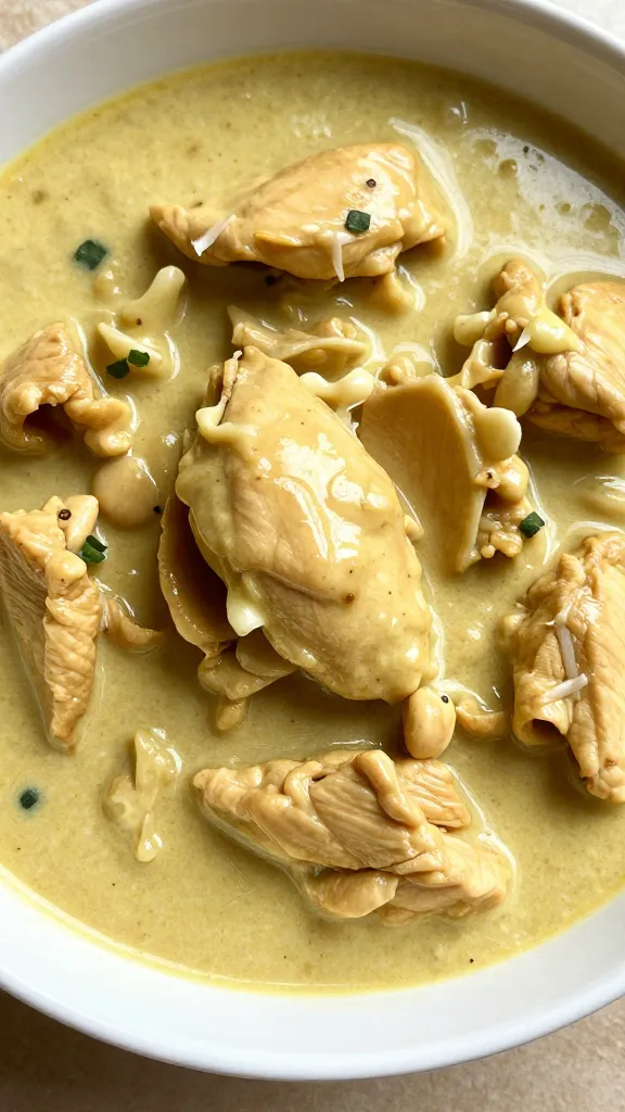 closeup bowl of easy chicken curry with coconut sauce