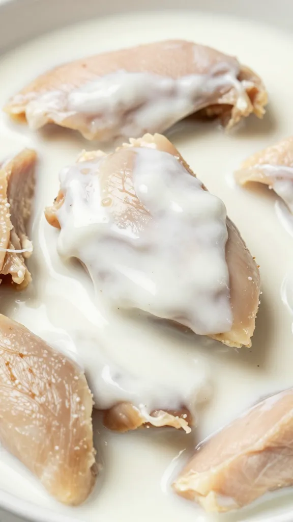 marinated chicken pieces in yogurt-spice mixture, macro shot