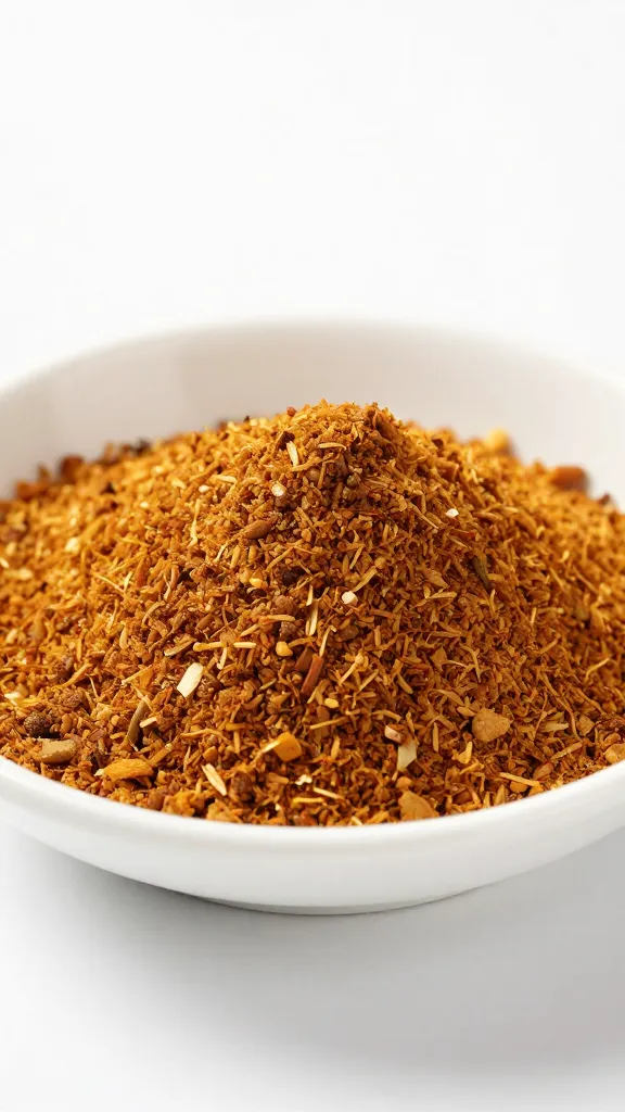 small dish of freshly ground garam masala, macro shot